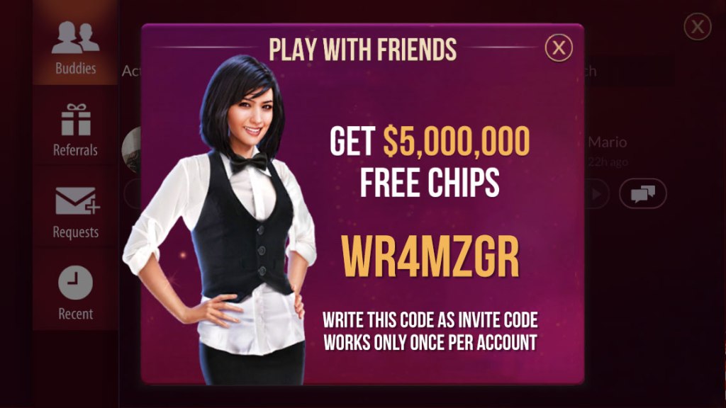 Free 5 million chips on ZYNGA Poker: WR4MZGR